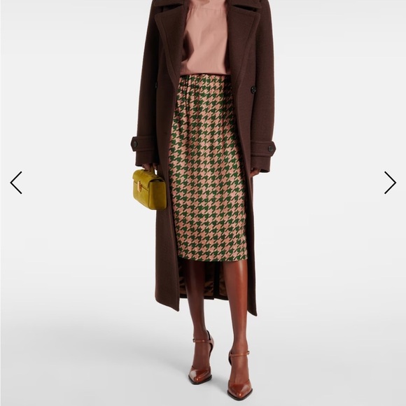 VINTAGE Houndstooth Plaid Midi Pencil Skirt Wool Blend | Grey/White | S/M - Picture 10 of 11